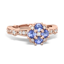 Tanzanite Sparkling Tiara Cluster 14K Rose Gold ring R26293RD