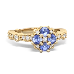 Tanzanite Sparkling Tiara Cluster 14K Yellow Gold ring R26293RD