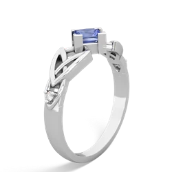 Tanzanite Celtic Knot Princess 14K White Gold ring R3349