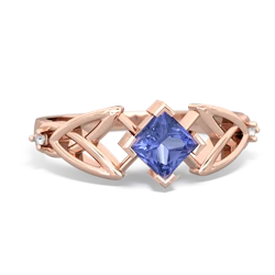 Tanzanite Celtic Knot Princess 14K Rose Gold ring R3349