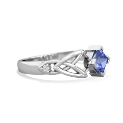 Tanzanite Celtic Knot Princess 14K White Gold ring R3349