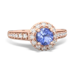 Tanzanite Diamond Halo 14K Rose Gold ring R5370