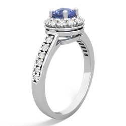 Tanzanite Diamond Halo 14K White Gold ring R5370