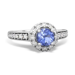 Tanzanite Diamond Halo 14K White Gold ring R5370