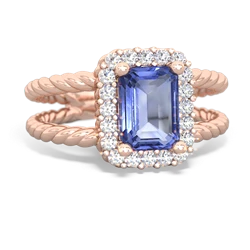 Tanzanite Rope Split Band 14K Rose Gold ring R2628