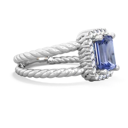 Tanzanite Rope Split Band 14K White Gold ring R2628