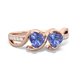 Tanzanite Side By Side 14K Rose Gold ring R3090