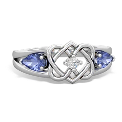 Tanzanite Hearts Intertwined 14K White Gold ring R5880