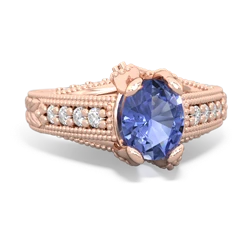 Tanzanite Antique Style Milgrain Diamond 14K Rose Gold ring R2028