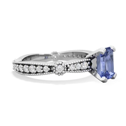 Tanzanite Sparkling Tiara 7X5mm Emerald-Cut 14K White Gold ring R26297EM