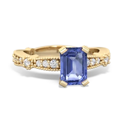 Tanzanite Sparkling Tiara 7X5mm Emerald-Cut 14K Yellow Gold ring R26297EM