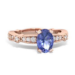 Tanzanite Sparkling Tiara 7X5mm Oval 14K Rose Gold ring R26297VL