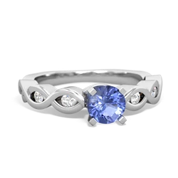 Tanzanite Infinity 5Mm Round Engagement 14K White Gold ring R26315RD