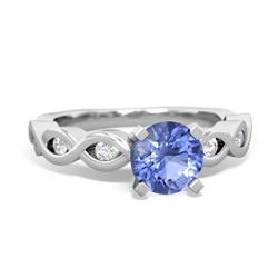 Tanzanite Infinity 6Mm Round Engagement 14K White Gold ring R26316RD