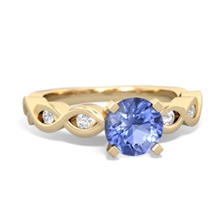 Tanzanite Infinity 6Mm Round Engagement 14K Yellow Gold ring R26316RD