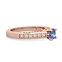 Tanzanite Art Deco Engagement 5Mm Round 14K Rose Gold ring R26355RD