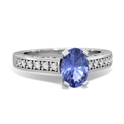 Tanzanite Art Deco Engagement 7X5mm Oval 14K White Gold ring R26357VL