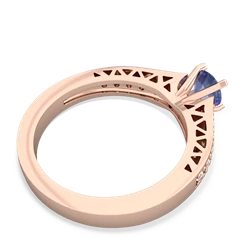 Tanzanite Art Deco Engagement 5Mm Round 14K Rose Gold ring R26355RD