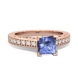 Tanzanite Art Deco Engagement 5Mm Square 14K Rose Gold ring R26355SQ