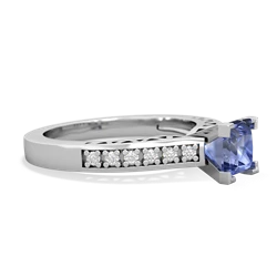 Tanzanite Art Deco Engagement 5Mm Square 14K White Gold ring R26355SQ