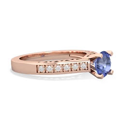 Tanzanite Art Deco Engagement 6Mm Round 14K Rose Gold ring R26356RD