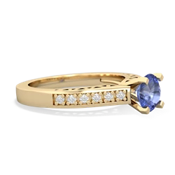 Tanzanite Art Deco Engagement 6Mm Round 14K Yellow Gold ring R26356RD