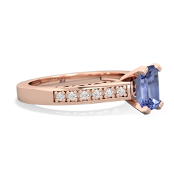 Tanzanite Art Deco Engagement 7X5mm Emerald-Cut 14K Rose Gold ring R26357EM