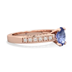 Tanzanite Art Deco Engagement 7X5mm Oval 14K Rose Gold ring R26357VL