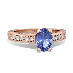 Tanzanite Art Deco Engagement 7X5mm Oval 14K Rose Gold ring R26357VL