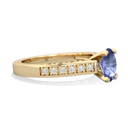 Tanzanite Art Deco Engagement 7X5mm Oval 14K Yellow Gold ring R26357VL