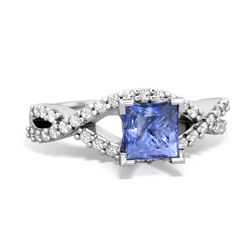 Tanzanite Diamond Twist 5Mm Square Engagment  14K White Gold ring R26405SQ