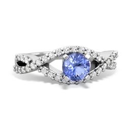 Tanzanite Diamond Twist 5Mm Round Engagment  14K White Gold ring R26405RD