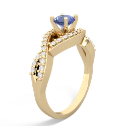 Tanzanite Diamond Twist 5Mm Round Engagment  14K Yellow Gold ring R26405RD