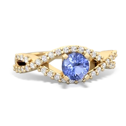 Tanzanite Diamond Twist 5Mm Round Engagment  14K Yellow Gold ring R26405RD