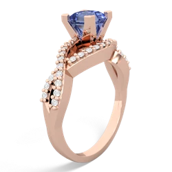 Tanzanite Diamond Twist 5Mm Square Engagment  14K Rose Gold ring R26405SQ