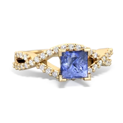 Tanzanite Diamond Twist 5Mm Square Engagment  14K Yellow Gold ring R26405SQ