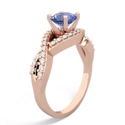 Tanzanite Diamond Twist 6Mm Round Engagment  14K Rose Gold ring R26406RD