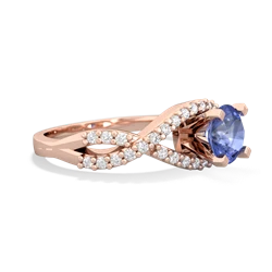 Tanzanite Diamond Twist 6Mm Round Engagment  14K Rose Gold ring R26406RD