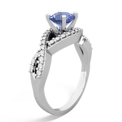 Tanzanite Diamond Twist 6Mm Round Engagment  14K White Gold ring R26406RD