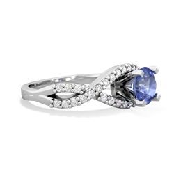 Tanzanite Diamond Twist 6Mm Round Engagment  14K White Gold ring R26406RD