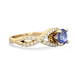 Tanzanite Diamond Twist 6Mm Round Engagment  14K Yellow Gold ring R26406RD