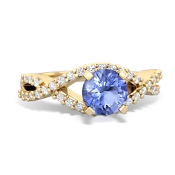 Tanzanite Diamond Twist 6Mm Round Engagment  14K Yellow Gold ring R26406RD