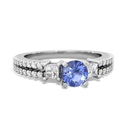 Tanzanite Classic 5Mm Round Engagement 14K White Gold ring R26435RD