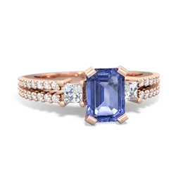 Tanzanite Classic 7X5mm Emerald-Cut Engagement 14K Rose Gold ring R26437EM