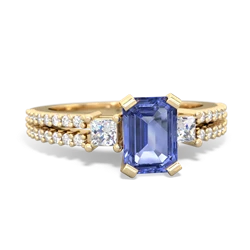 Tanzanite Classic 7X5mm Emerald-Cut Engagement 14K Yellow Gold ring R26437EM