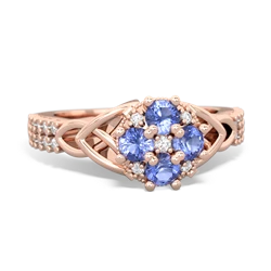 Tanzanite Celtic Knot Cluster Engagement 14K Rose Gold ring R26443RD