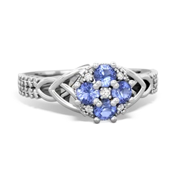 Tanzanite Celtic Knot Cluster Engagement 14K White Gold ring R26443RD