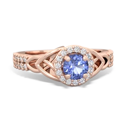 Tanzanite Celtic Knot Halo 14K Rose Gold ring R26445RH