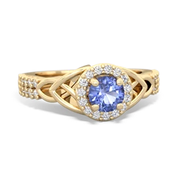 Tanzanite Celtic Knot Halo 14K Yellow Gold ring R26445RH