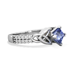 Tanzanite Celtic Knot 5Mm Square Engagement 14K White Gold ring R26445SQ